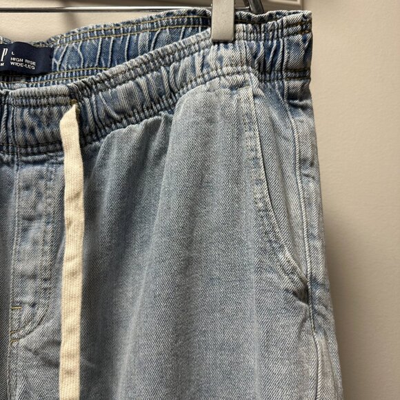 Gap Denim High Rise Wide-Leg Pull-On Light Wash Jeans Large Spring 2024 - Picture 4 of 10